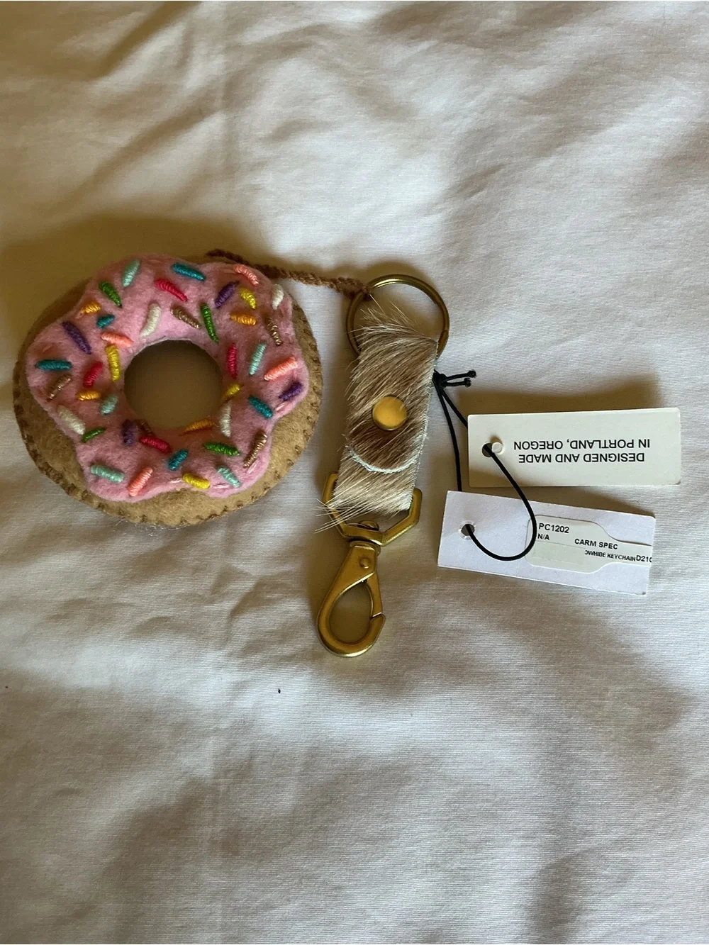 Prime Cut Handmade Felt Donut and Faux Fur Bag/ Keychain Charm